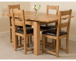 Richmond 90cm - 150cm Square Oak Extending Dining Table and 4 Chairs Dining Set with Lincoln Chairs