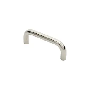 Round D Bar Pull Handle 169 x 19mm 150mm Fixing Centres Bright Steel