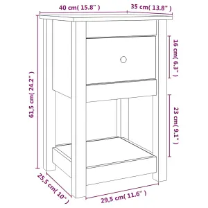 Berkfield Bedside Cabinet 40x35x61.5 cm Solid Wood Pine