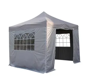 All Seasons Gazebos 3x3 Full Waterproof Pop Up Gazebo with 4 Lightweight Side Panels and Accessories Metallic Grey