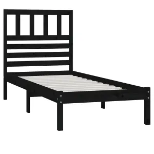 Berkfield Bed Frame Black Solid Wood Pine 100x200 cm