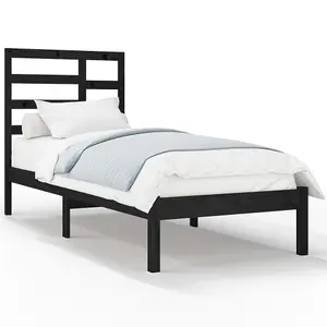 Berkfield Bed Frame Black Solid Wood 100x200 cm