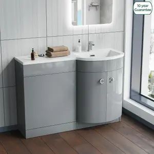 Nes Home 1100mm Right Hand Bathroom Vanity Basin Unit Grey