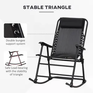 Outsunny Folding Rocking Chair Outdoor Portable Zero Gravity Chair Black