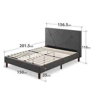 Colton Bluff Upholstered Bed Frame with Headboard Grey / Kingsize (5')