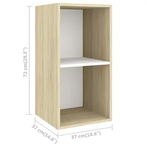 Berkfield Wall-mounted TV Cabinet Sonoma Oak and White 37x37x72 cm Engineered Wood