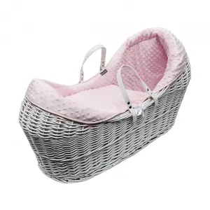 Kinder Valley Pink Dimple White Wicker Pod Moses Basket