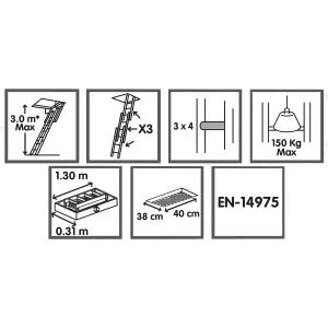 3 section 12 tread Tilt & turn right Loft Ladder