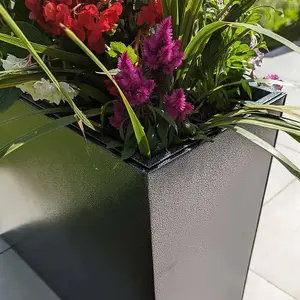 90cm Long Zinc Silver & Black Textured 60cm Tall Trough Planter