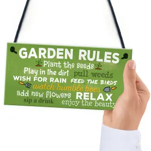 Red Ocean Garden Rules Relax Novelty Hanging Plaque SummerHouse Sign Garden Shed Friendship Gift