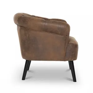 Faux Leather Suede Brown Sara Accent Chair