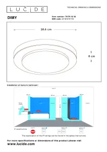 Lucide Dimy Modern Flush Ceiling Light Bathroom 28,6cm - LED Dim. - 1x12W 3000K - IP21 - 3 StepDim - Black