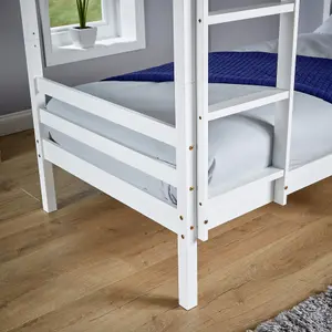 Home Source Hendon Children's Wooden Single Bunk Bed White