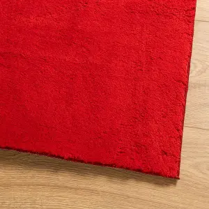 Rug HUARTE Short Pile Soft and Washable Red 160x160 cm