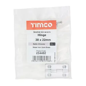 TIMCO Solid Drawn Brass Hinges Satin Chrome - 38 x 22