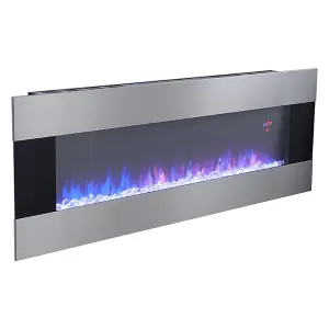 Electric Fire Fireplace Wall Mounted Heater 6 Flame Colors with Remote Control 60 Inch