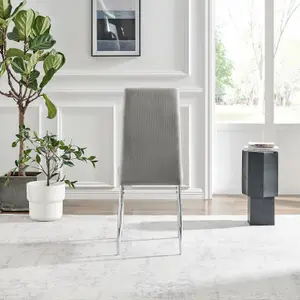 Furniturebox UK Dining Chair - 2x Paloma Grey Fabric Upholstered Dining Chair Silver Legs - Contemporary Dining Kitchen Furniture