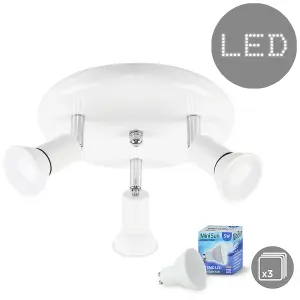 ValueLights White Ceiling Bar Spotlight and GU10 Spotlight LED 5W Warm White 3000K Bulbs