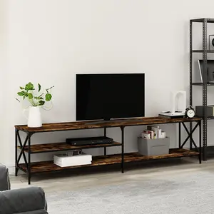 Berkfield TV Cabinet Smoked Oak 200x40x50 cm Engineered Wood and Metal