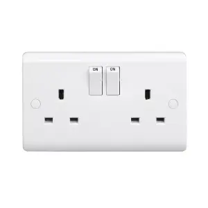 LAP Double 13A Gloss White Socket