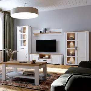 Bohol TV Unit inc. LED Light in Riviera Oak/White