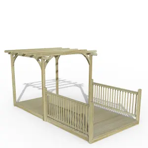 Forest Garden Natural Rectangular Pergola & decking kit, x4 Post x2 Balustrade (H) 2.5m x (W) 5.2m