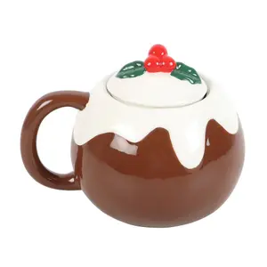 Something Different Christmas Pudding Mug Brown/White (One Size)