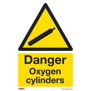 Sealey Warning Safety Sign Danger Oxygen Cylinders Self-Adhesive x10 SS61V10