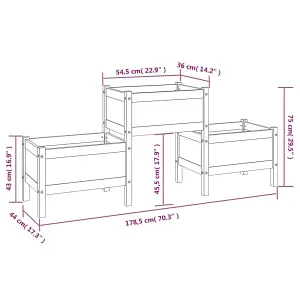 Berkfield Planter Grey 178.5x44x75 cm Solid Wood Pine