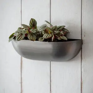 Small Indoor/Outdoor Antique Pewter Wall Trough Planters Steel Hanging Herbs Flowers Window Sill Boxes Garden