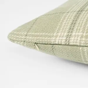 4 Pack Woven Check Filled Cushion Covers, Sage - 45x45cm