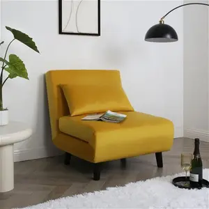 Single Sofa Bed - Fold Out Bed Chair Fairmont Park Upholstery Colour: Yellow, Upholstery Material: Velvet