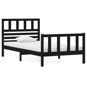 Berkfield Bed Frame Black Solid Wood 90x200 cm