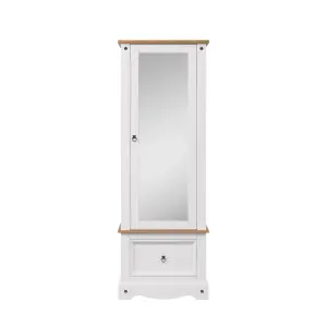 Premium Corona White, armoire with mirrored door and drawer