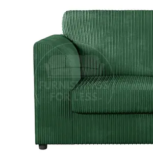 Luxor Green Jumbo Cord Large 5 Seater Corner Sofa Long Right Hand Facing - Full Back