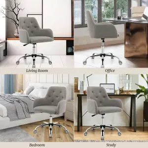 Costway Height Adjustable Office Desk Chair 360 Degree Swivel Task Chair Rolling Accent Chair