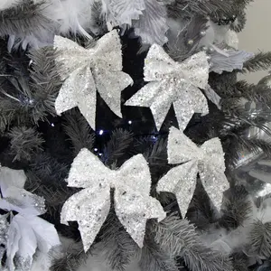 4 Piece Frosted Bow Set (Set of 4)