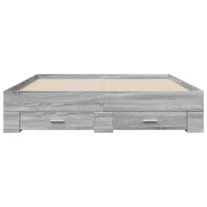 Berkfield Bed Frame with Drawers without Mattress Grey Sonoma 140x200 cm