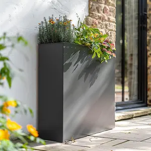 75cm Long Zinc Galvanised Matte Grey 90cm Tall Trough Planter