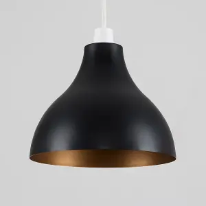 ValueLights Dexter Black Ceiling Pendant Shade and B22 GLS LED 6W Warm White 3000K Bulb