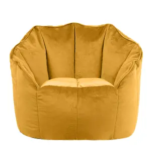 icon Sirena Scallop Chair Bean Bag Ochre Yellow Velvet Bean Bags