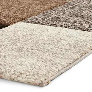 Beige/Grey Modern Geometric Handmade Easy to Clean Rug for Living Room Bedroom and Dining Room-120cm X 170cm