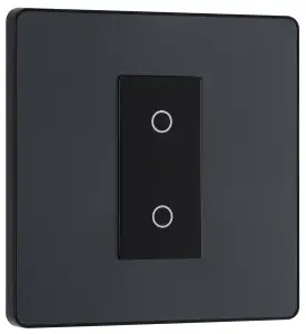 BG Evolve PCDMGTDM1B Matt Grey 1 Gang 200W Edge Dimmer - Black Insert