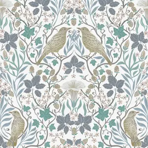 Galerie Heritage Blue Summer Garden Floral Wallpaper Roll