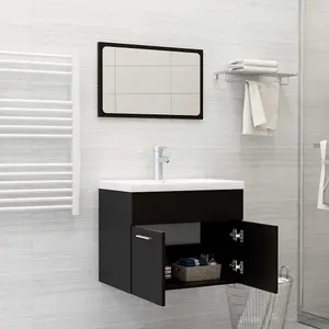 Berkfield 2 Piece Bathroom Furniture Set Black Engineered Wood