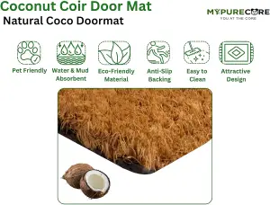 Coir Door Mat 60x40cm - Non-Slip Absorbent Indoor/Outdoor Eco-Friendly- Ideal for Door Entrance- Large  (YOUR PAWS)