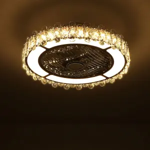 Modern Round Crystal Ceiling Fan Light no offer