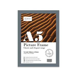 A5 Grey Picture Frame Fits A5 (14.8 x 21cm - 5.8 x 8.3in) Poster, Photo, Artwork, or Print.