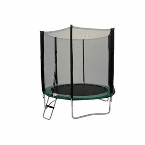 Kanga 8FT or 244cm Round Outdoor Trampoline with Green Padding, Safety Enclosure and Ladder