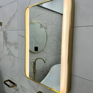 Brushed Brass Bluetooth 700mm x 500mm Frame Mirror with Colour Change (13629)